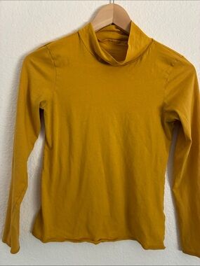 Anthropologie Mustard Yellow Long Sleeve Mock Neck Tee